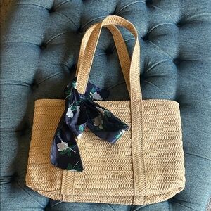 Draper James sWoven Tote Bag with Floral Scarf Accent